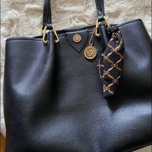 Anne Klein black tote bag with scarf